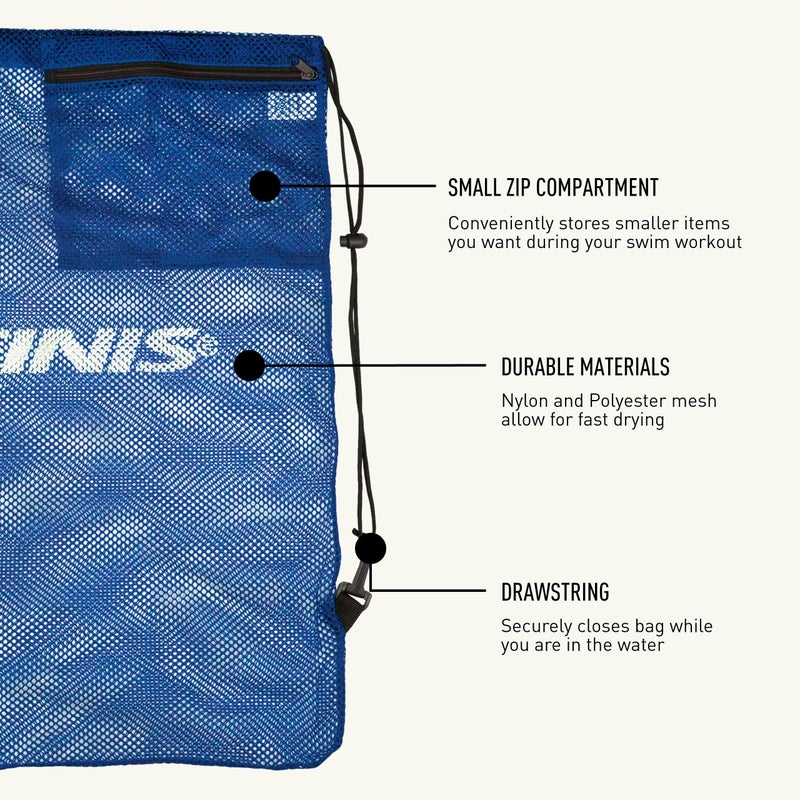 FINIS Mesh Gear Bag - Mesh Swim Bag for Swim Gear and Accessories - Pool Bag to Hold Goggles, Swim Fins, and Snorkels - Navy - Image 4